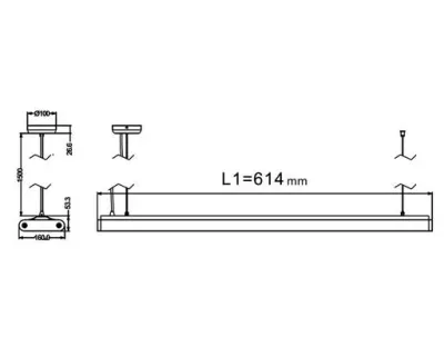 20W LED Lichtbalken Silber abhängend 120Grad Warm Weiß / 2800-3200K 1600lm 230VAC L614mm — Bild 5